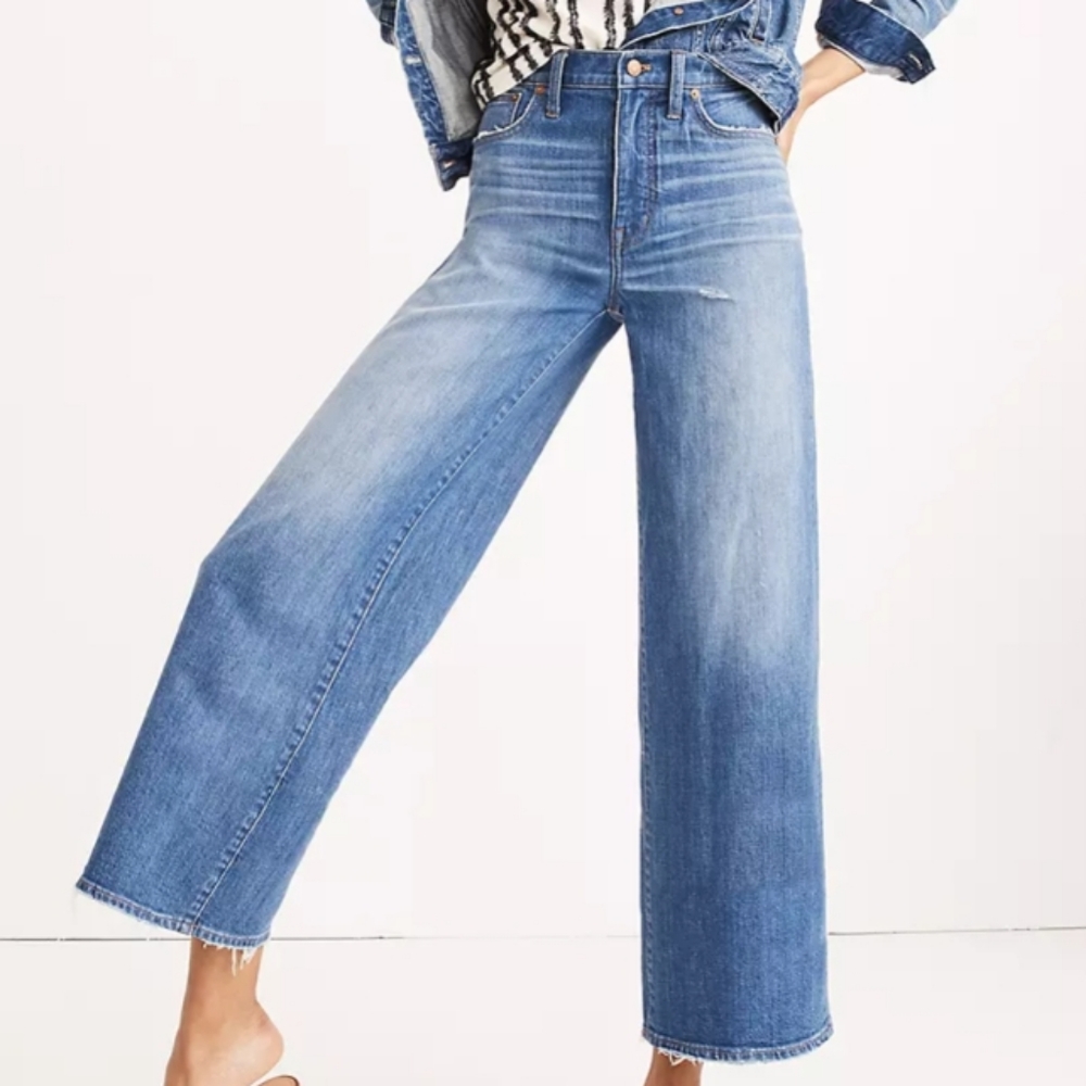 madewell • wide leg crop jeans in finney wash